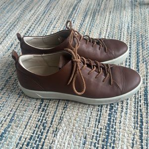 Unisex ECCO Soft 8 Leather Sneaker Cognac W9 EU40